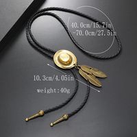 Retro Hat Feather Pu Leather Alloy Unisex Bolo Tie Necklaces main image 2