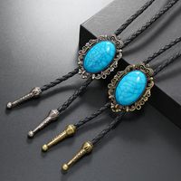 Retro Geometric Pu Leather Alloy Turquoise Unisex Bolo Tie Necklaces main image 1