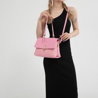 Women's Pu Leather Solid Color Classic Style Sewing Thread Zipper Flip Cover Handbag Crossbody Bag sku image 5
