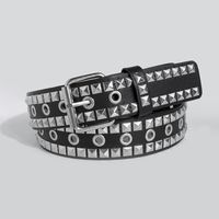 Punk Solid Color Pu Leather Iron Women'S Leather Belts sku image 3