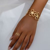 Basic Modern Style Classic Style Flower 14K Gold Plated Alloy Wholesale Rings Bracelets Jewelry Set sku image 1