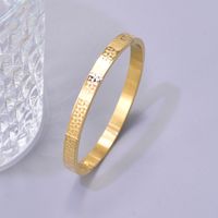 304 Stainless Steel Titanium Steel 18K Gold Plated Simple Style Classic Style Plating Solid Color Bangle main image 5
