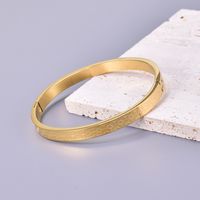 304 Stainless Steel Titanium Steel 18K Gold Plated Simple Style Classic Style Plating Solid Color Bangle main image 7
