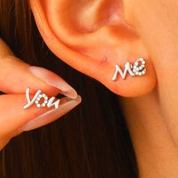 1 Pair Basic Modern Style Classic Style Letter Inlay Copper Rhinestones Ear Studs main image 3