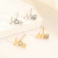 1 Pair Basic Modern Style Classic Style Letter Inlay Copper Rhinestones Ear Studs main image 1