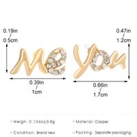 1 Pair Basic Modern Style Classic Style Letter Inlay Copper Rhinestones Ear Studs main image 2