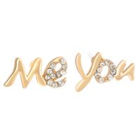 1 Pair Basic Modern Style Classic Style Letter Inlay Copper Rhinestones Ear Studs sku image 2