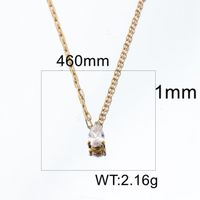 304 Stainless Steel Basic Simple Style Classic Style Inlay Geometric Zircon Pendant Necklace main image 2