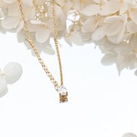 304 Stainless Steel Basic Simple Style Classic Style Inlay Geometric Zircon Pendant Necklace main image 1