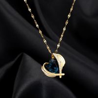 Sweet Heart Shape Titanium Steel Plating Inlay Zircon Pendant Necklace sku image 3