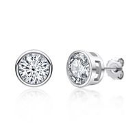 Simple Style Round Sterling Silver 18k Gold Plated Moissanite Ear Studs In Bulk sku image 5