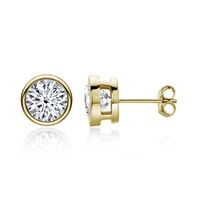 Simple Style Round Sterling Silver 18k Gold Plated Moissanite Ear Studs In Bulk sku image 6