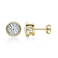 Simple Style Round Sterling Silver 18k Gold Plated Moissanite Ear Studs In Bulk sku image 12