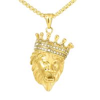 1 Piece 316 Stainless Steel  18K Gold Plated Lion Polished Pendant sku image 2