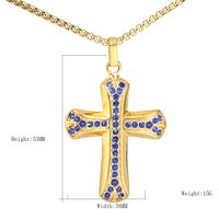 1 Piece 316 Stainless Steel  Rhinestones 18K Gold Plated Cross Polished Pendant main image 2