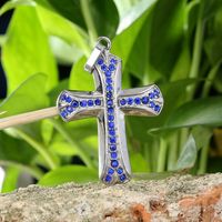 1 Piece 316 Stainless Steel  Rhinestones 18K Gold Plated Cross Polished Pendant main image 3
