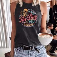 Women's T-shirt Sleeveless T-Shirts Printing Streetwear Letter Skull main image 1