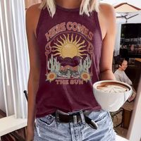 Women's Racerback Tank Tops Tank Tops Printing Vacation Cactus Sun Landscape main image 1