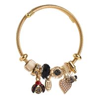 Casual Vacation Classic Style Red Heart Beetles 304 Stainless Steel 14K Gold Plated Rhinestones Bangle In Bulk main image 5