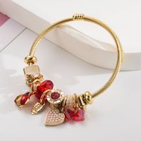 Casual Vacation Classic Style Red Heart Beetles 304 Stainless Steel 14K Gold Plated Rhinestones Bangle In Bulk main image 3