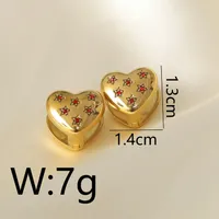 1 Piece Modern Style Simple Style Commute Round Star Heart Shape Plating Inlay 304 Stainless Steel Zircon 18K Gold Plated Earrings main image 2