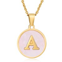 Simple Style Round Letter Stainless Steel Pendant Necklace Gold Plated Shell Stainless Steel Necklaces sku image 1