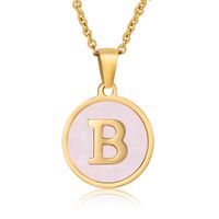 Simple Style Round Letter Stainless Steel Pendant Necklace Gold Plated Shell Stainless Steel Necklaces sku image 5