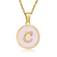 Simple Style Round Letter Stainless Steel Pendant Necklace Gold Plated Shell Stainless Steel Necklaces sku image 7