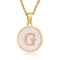 Simple Style Round Letter Stainless Steel Pendant Necklace Gold Plated Shell Stainless Steel Necklaces sku image 6