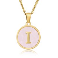 Simple Style Round Letter Stainless Steel Pendant Necklace Gold Plated Shell Stainless Steel Necklaces sku image 22
