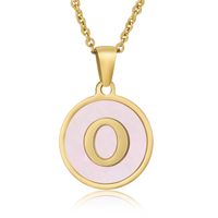 Simple Style Round Letter Stainless Steel Pendant Necklace Gold Plated Shell Stainless Steel Necklaces sku image 9