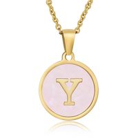 Simple Style Round Letter Stainless Steel Pendant Necklace Gold Plated Shell Stainless Steel Necklaces sku image 20
