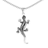 1 Piece 316 Stainless Steel  Rhinestones 18K Gold Plated Gecko Polished Pendant main image 3