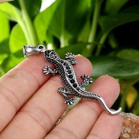 1 Piece 316 Stainless Steel  Rhinestones 18K Gold Plated Gecko Polished Pendant main image 5
