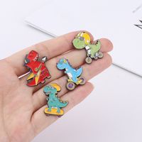 Cartoon Style Cute Cowboy Style Guitar Dinosaur Bicycle Alloy Stamping Stoving Varnish Plating Unisex Brooches main image 6