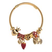 304 Stainless Steel Alloy Gold Plated Casual Vacation Classic Style Plating Inlay Strawberry Rhinestones Bangle main image 5