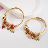 304 Stainless Steel Alloy Gold Plated Casual Vacation Classic Style Plating Inlay Strawberry Rhinestones Bangle main image 1