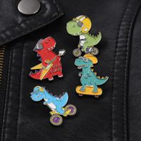 Cartoon Style Cute Cowboy Style Guitar Dinosaur Bicycle Alloy Stamping Stoving Varnish Plating Unisex Brooches main image 4