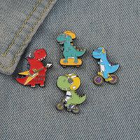 Cartoon Style Cute Cowboy Style Guitar Dinosaur Bicycle Alloy Stamping Stoving Varnish Plating Unisex Brooches main image 1