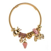 304 Stainless Steel Alloy Gold Plated Casual Vacation Classic Style Plating Inlay Strawberry Rhinestones Bangle sku image 2