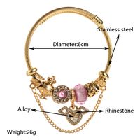 304 Stainless Steel Alloy Gold Plated Casual Vacation Classic Style Plating Inlay Heart Shape Rhinestones Bangle main image 2