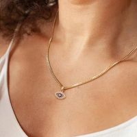 Copper Cute Heart Shape Inlay Zircon Pendant Necklace sku image 2