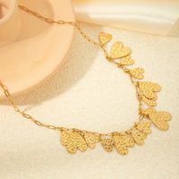 304 Stainless Steel Gold Plated Elegant Lady Streetwear Tassel Heart Shape Pendant Necklace main image 4