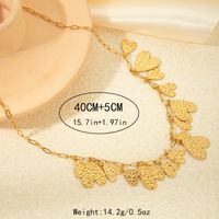 304 Stainless Steel Gold Plated Elegant Lady Streetwear Tassel Heart Shape Pendant Necklace sku image 1