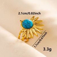 304 Stainless Steel 18K Gold Plated Ethnic Style Classic Style Inlay Geometric Artificial Gemstones Imitating Stone Rings main image 2