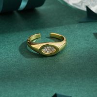 Kupfer 18 Karat Vergoldet Luxuriös Einfacher Stil Überzug Inlay Einfarbig Zirkon Ringe main image 2