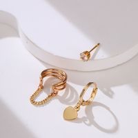 1 Set Elegant Sweet Simple Style C Shape Star Heart Shape Inlay Copper Zircon Ear Cuffs Earrings Ear Studs main image 8