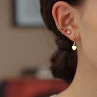 1 Set Elegant Sweet Simple Style C Shape Star Heart Shape Inlay Copper Zircon Ear Cuffs Earrings Ear Studs main image 3