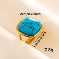 304 Stainless Steel Retro Inlay Square Artificial Gemstones Rings main image 4