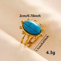 304 Stainless Steel Retro Inlay Oval Artificial Gemstones Rings main image 4